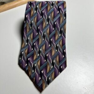 Stonehenge Mens Necktie Cocktail Collection Silk Geometric Purple Blue OS